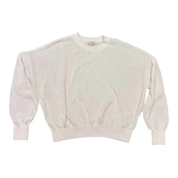 Madewell Plus Loose-Knit Crewneck Bright Ivory Sweater Neutral Preppy NWOT - Picture 5 of 13